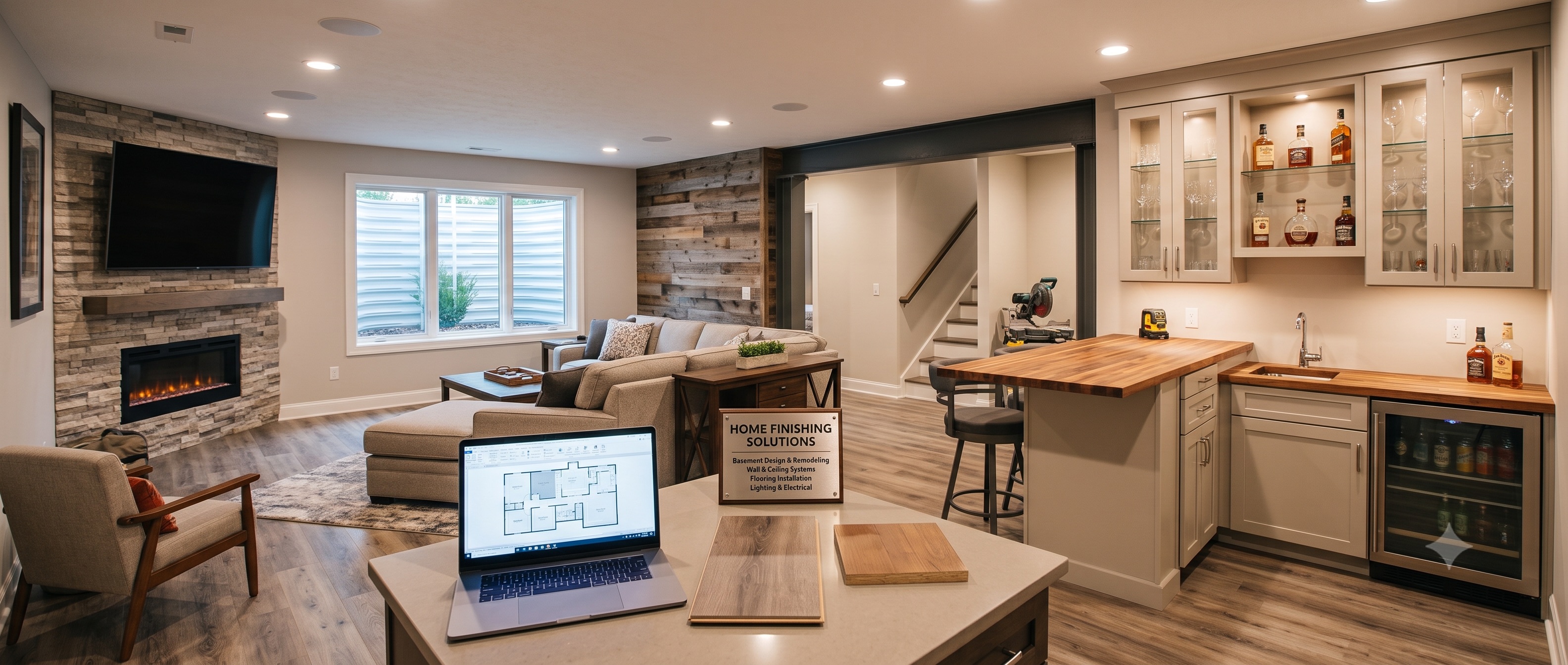 Finished basement living space